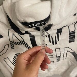Calvin Klein White Sweatshirt with Black Accents